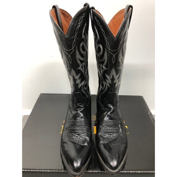 Dan Post DP110J Black Leather Mignon Corona Cowboy Boots Men\'s Size 10.5 D W/Box main image 7